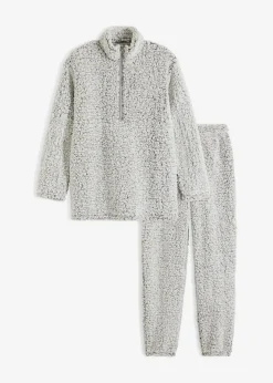 bonprix Wäsche·Homewear|Wäsche·Nachtwäsche^Loungewear Hausanzug aus Teddy Fleece hellgrau