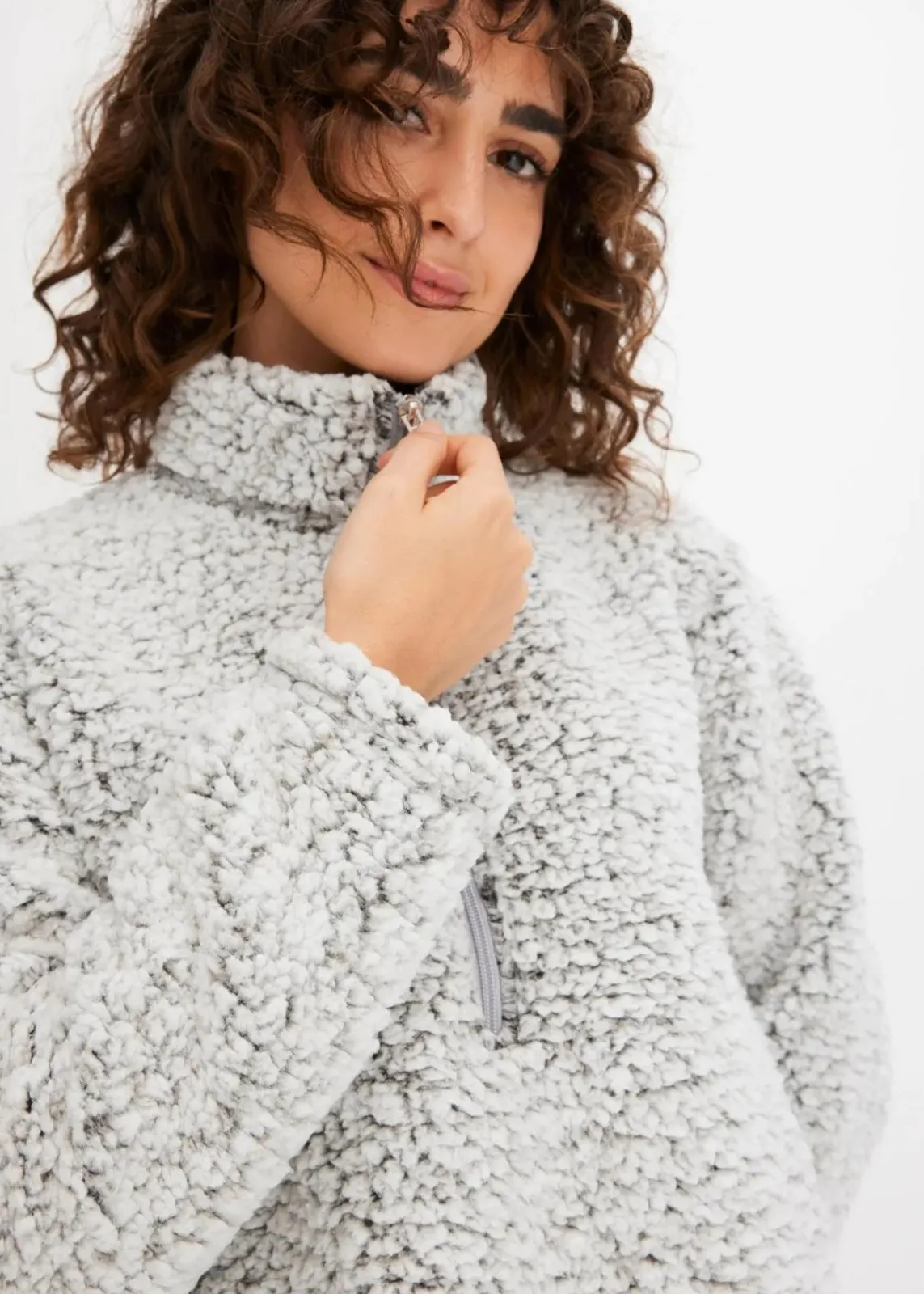 bonprix Wäsche·Homewear|Wäsche·Nachtwäsche^Loungewear Hausanzug aus Teddy Fleece hellgrau