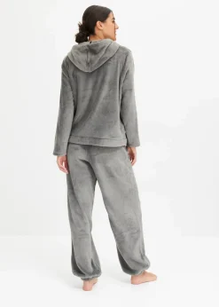 bonprix Homewear|Nachtwäsche^Loungewear Hausanzug aus Kuschelfleece schwarz gestreift