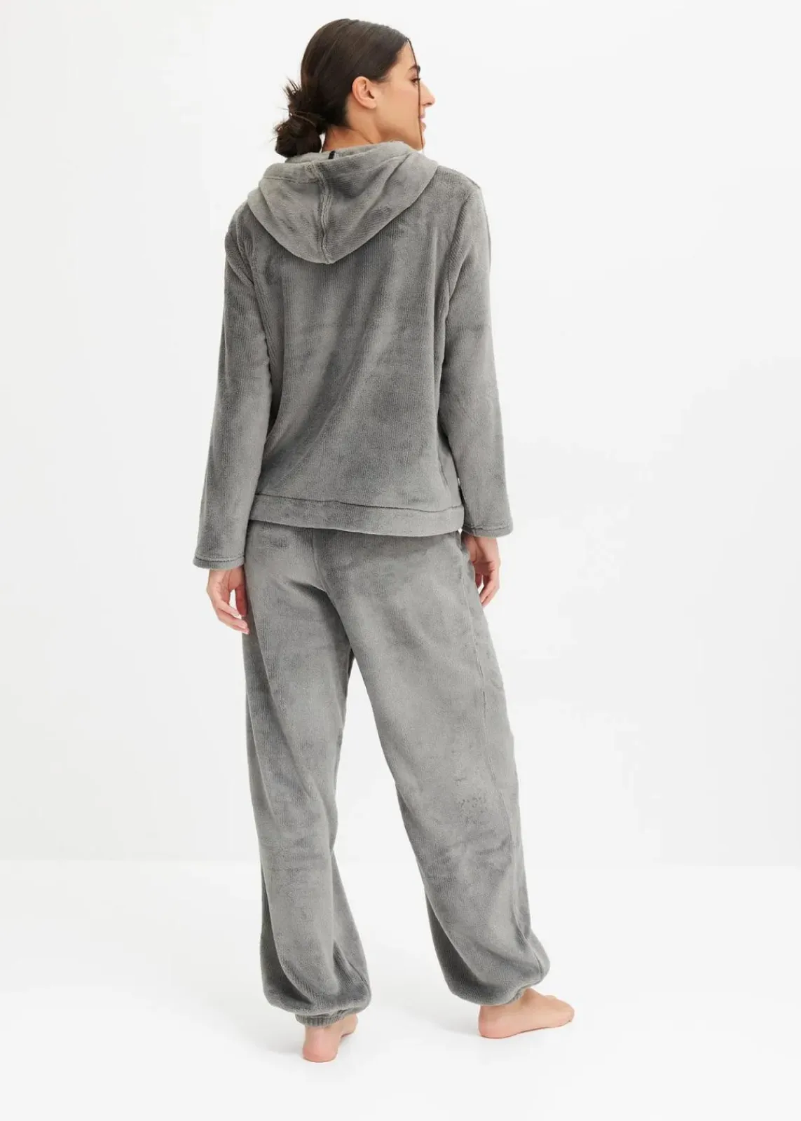 bonprix Homewear|Nachtwäsche^Loungewear Hausanzug aus Kuschelfleece schwarz gestreift