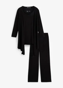 bonprix Hosen|Homewear^Loungewear Hausanzug (3-tlg.Set) mit Viskose schwarz