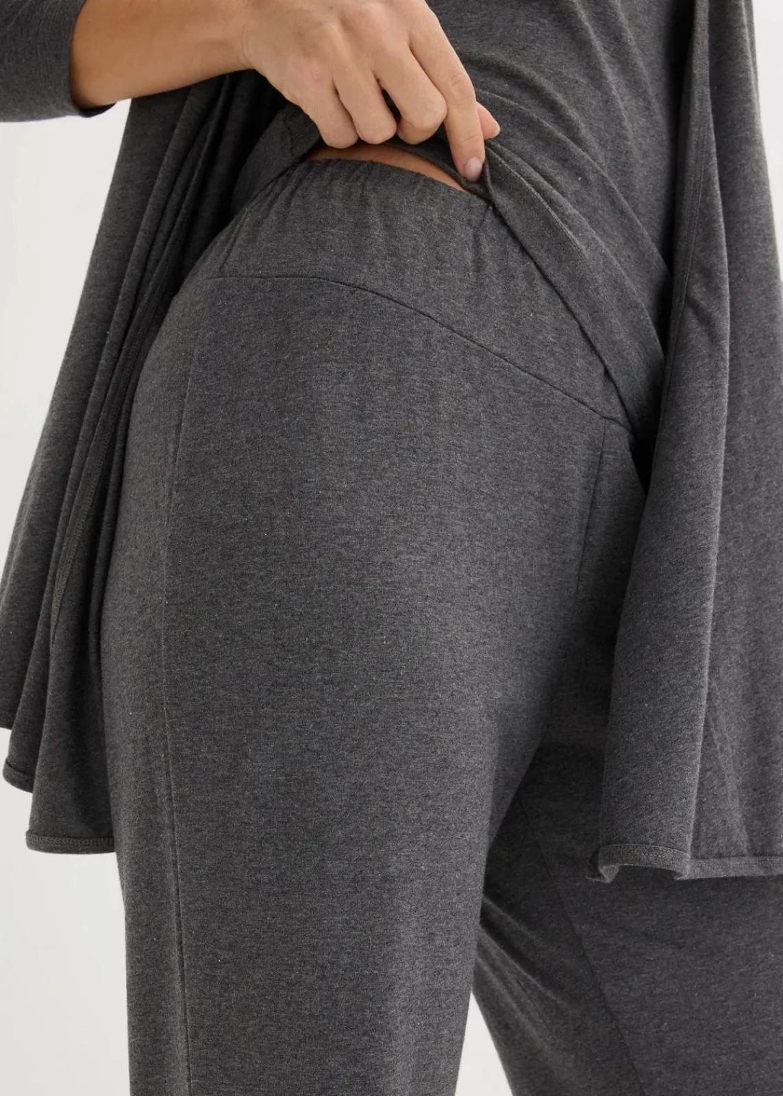 bonprix Wäsche·Homewear|Bekleidung·Strickmode^Loungewear Hausanzug (3-tlg.Set) mit Viskose grau meliert