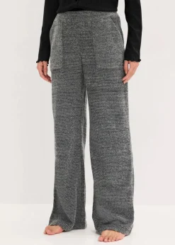 bonprix Wäsche·Homewear|Wäsche·Nachtwäsche^Loungewear Hose aus kuscheligem Chenille schwarz meliert