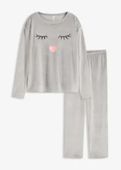 bonprix Wäsche·Homewear|Wäsche·Nachtwäsche^Loungewear Samt Hausanzug schattengrau