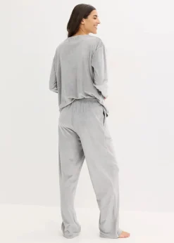 bonprix Wäsche·Homewear|Wäsche·Nachtwäsche^Loungewear Samt Hausanzug schattengrau