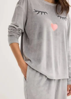 bonprix Wäsche·Homewear|Wäsche·Nachtwäsche^Loungewear Samt Hausanzug schattengrau