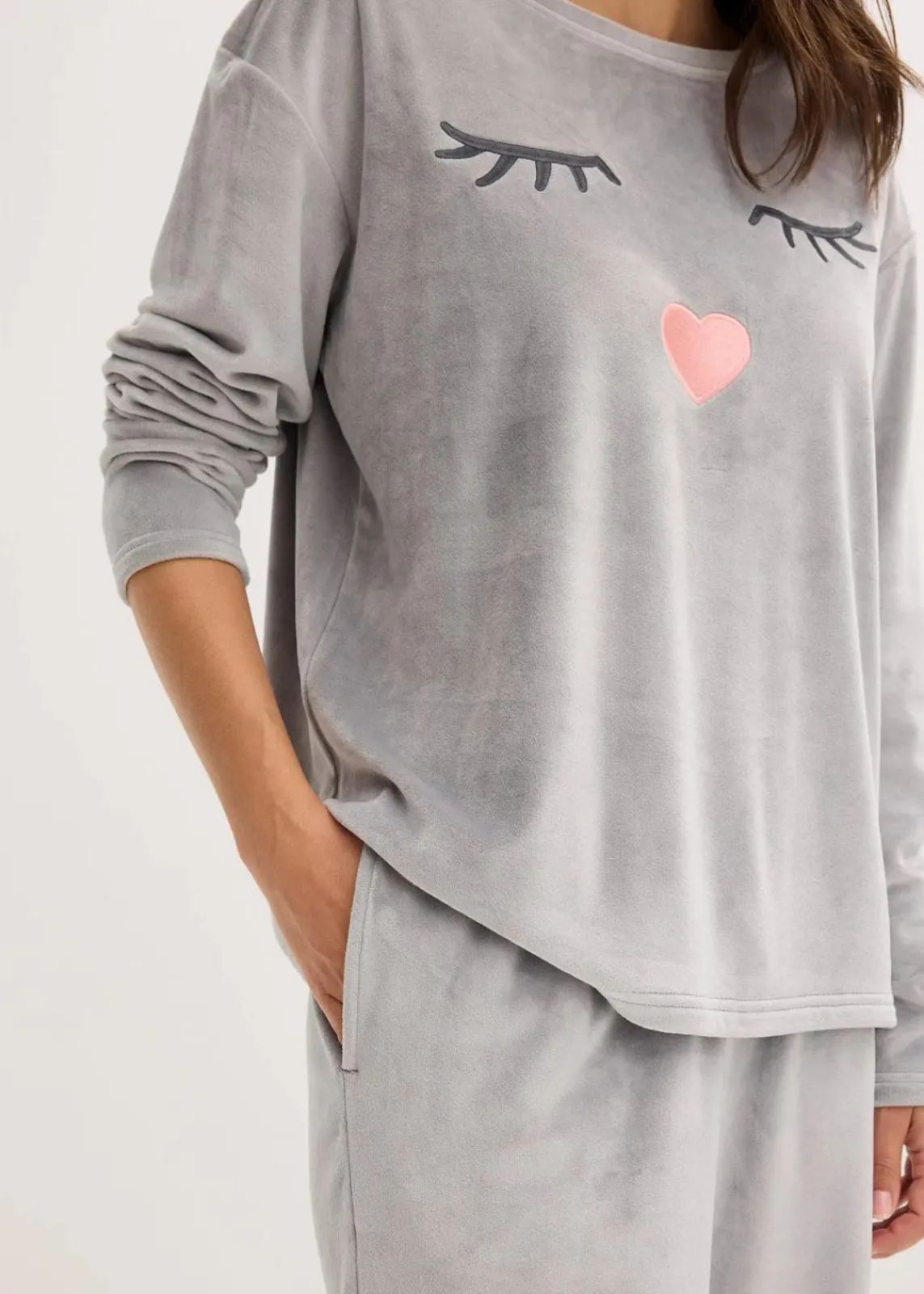 bonprix Wäsche·Homewear|Wäsche·Nachtwäsche^Loungewear Samt Hausanzug schattengrau