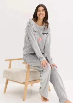 bonprix Wäsche·Homewear|Wäsche·Nachtwäsche^Loungewear Samt Hausanzug schattengrau