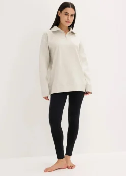 bonprix Wäsche·Homewear|Wäsche·Nachtwäsche^Loungewear Sweat Hausanzug mit Leggings naturmeliert/schwarz