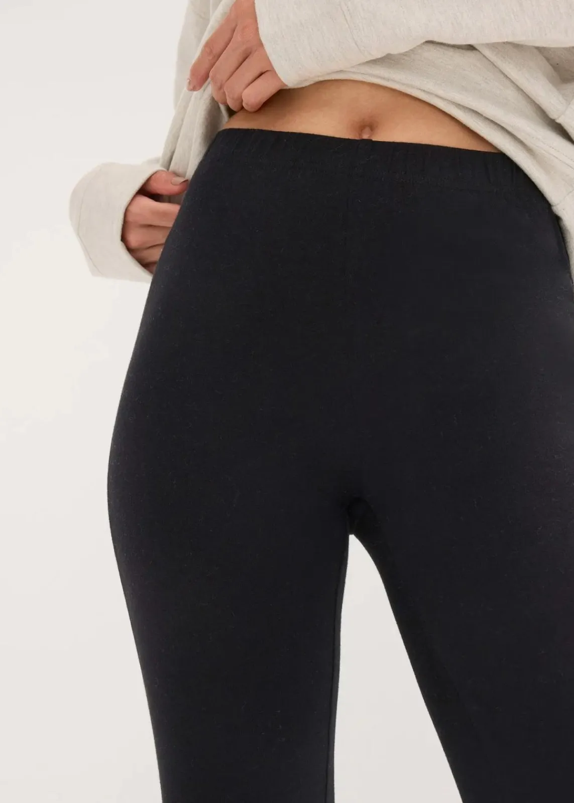 bonprix Wäsche·Homewear|Wäsche·Nachtwäsche^Loungewear Sweat Hausanzug mit Leggings naturmeliert/schwarz
