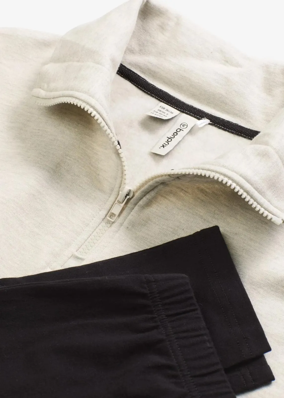 bonprix Wäsche·Homewear|Wäsche·Nachtwäsche^Loungewear Sweat Hausanzug mit Leggings naturmeliert/schwarz