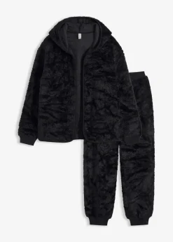 bonprix Wäsche·Homewear|Wäsche·Nachtwäsche^Loungewear Teddy Hausanzug schwarz