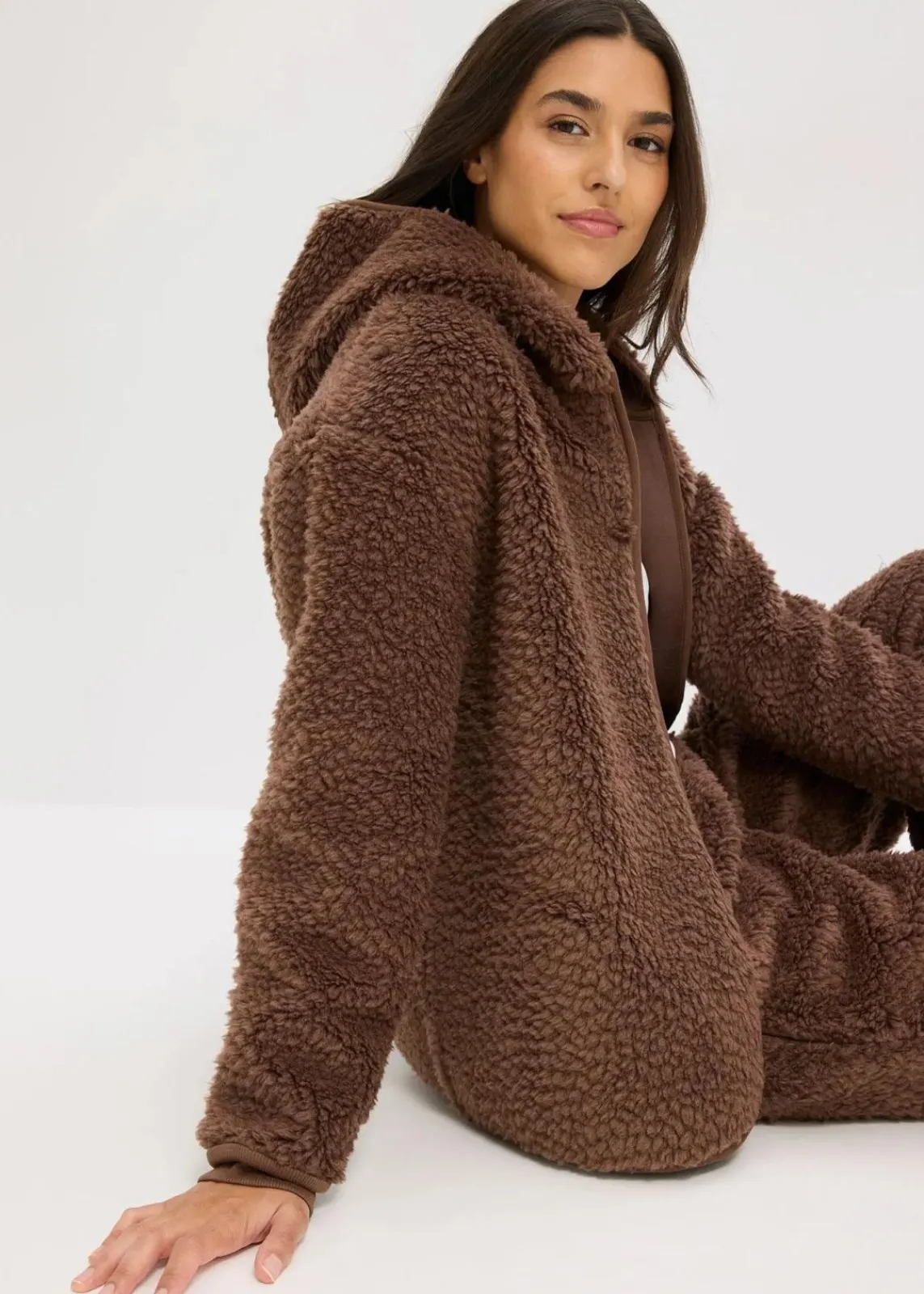 bonprix Homewear|Nachtwäsche^Loungewear Teddy Hausanzug lehmbraun