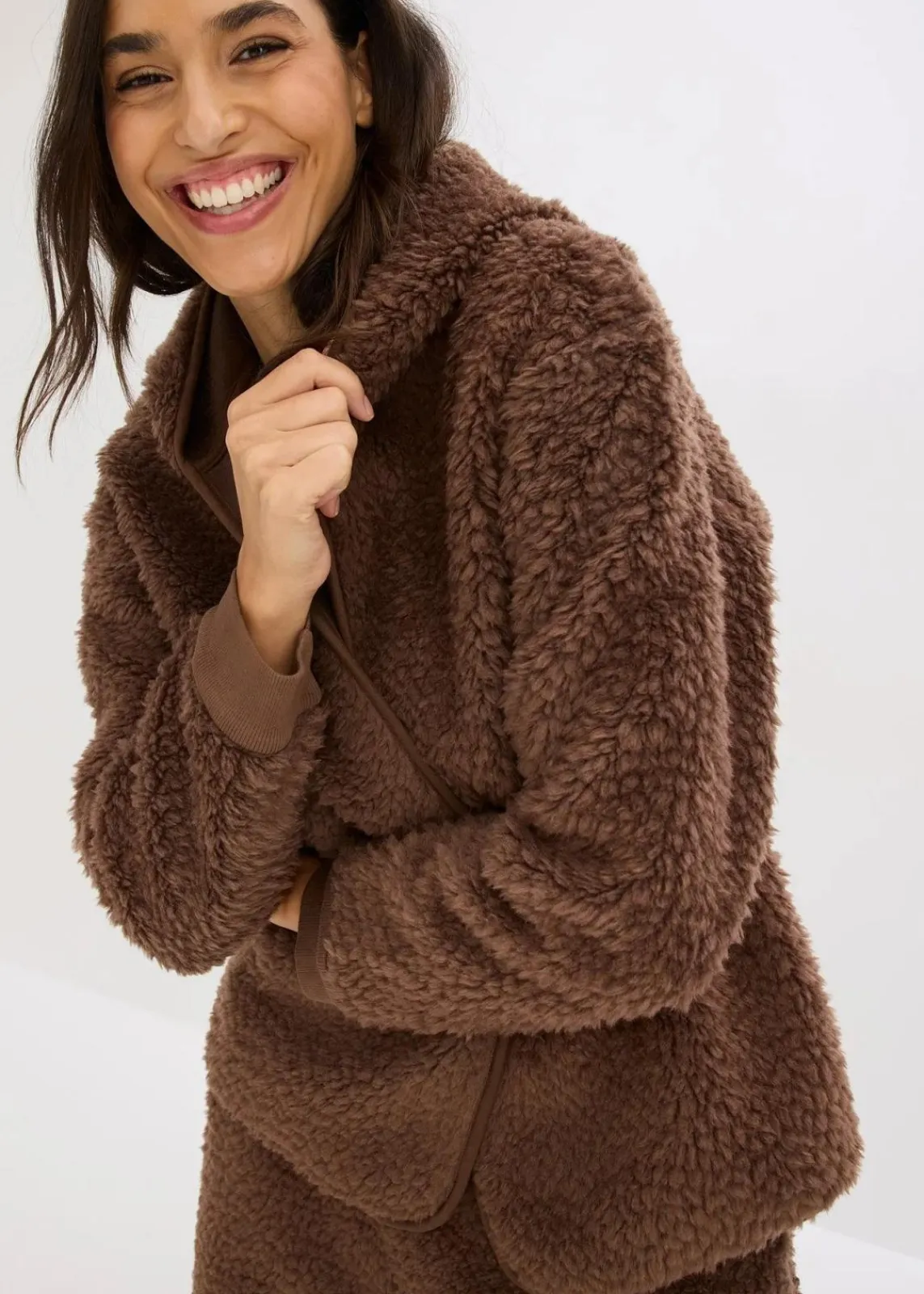 bonprix Homewear|Nachtwäsche^Loungewear Teddy Hausanzug lehmbraun
