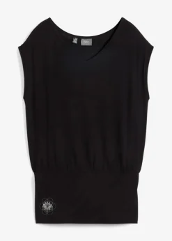 bonprix Wäsche·Homewear|Bekleidung·Strickmode^Loungewear-Shirt mit weitem Bund schwarz