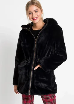 bonprix Jacken & Mäntel^Lässige Fellimitat-Jacke schwarz