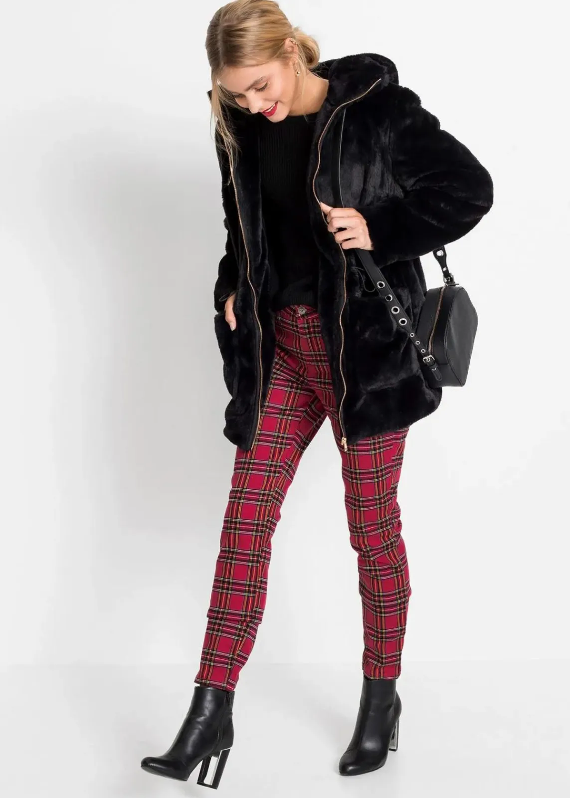 bonprix Jacken & Mäntel^Lässige Fellimitat-Jacke schwarz