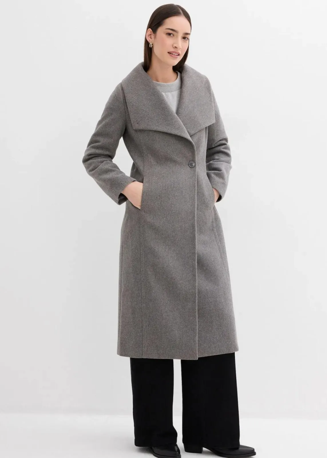bonprix Jacken & Mäntel|Bekleidung·Hosen^Mantel aus Wollimitat grau meliert