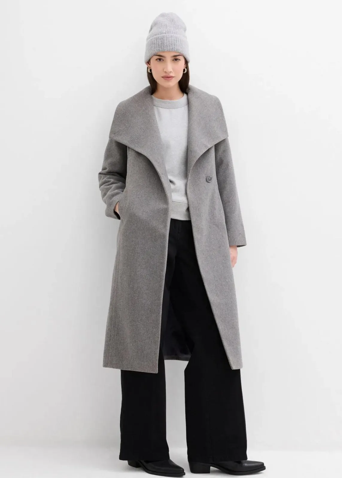 bonprix Jacken & Mäntel|Bekleidung·Hosen^Mantel aus Wollimitat grau meliert
