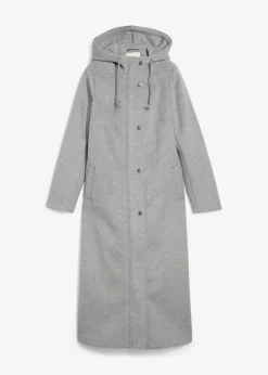 bonprix Jacken & Mäntel|Bekleidung·Hosen^Mantel aus Wollimitat, Maxi-Länge grau meliert