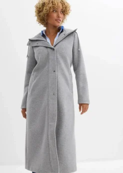bonprix Jacken & Mäntel|Bekleidung·Hosen^Mantel aus Wollimitat, Maxi-Länge grau meliert
