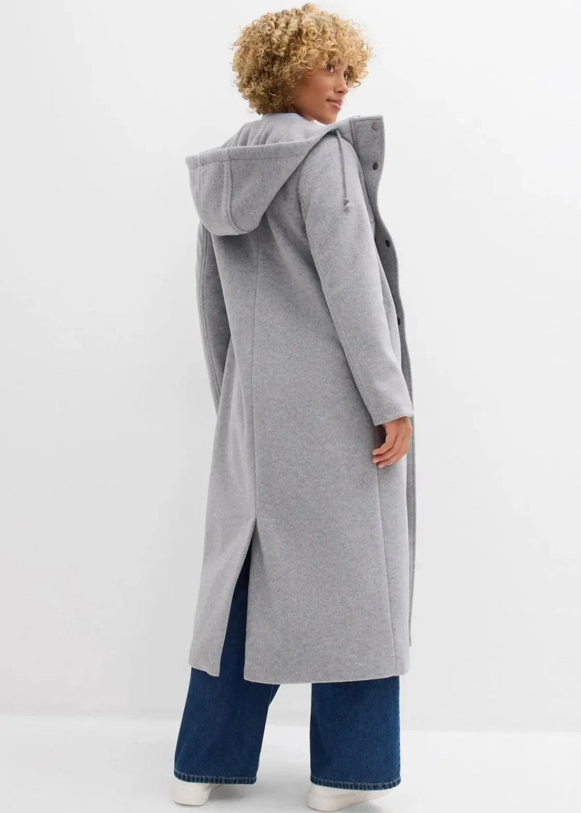 bonprix Jacken & Mäntel|Bekleidung·Hosen^Mantel aus Wollimitat, Maxi-Länge grau meliert
