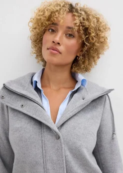 bonprix Jacken & Mäntel|Bekleidung·Hosen^Mantel aus Wollimitat, Maxi-Länge grau meliert