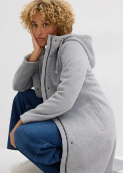 bonprix Jacken & Mäntel|Bekleidung·Hosen^Mantel aus Wollimitat, Maxi-Länge grau meliert