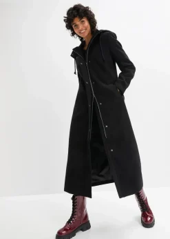 bonprix Bekleidung·Hosen|Jacken & Mäntel^Mantel aus Wollimitat, Maxi-Länge schwarz