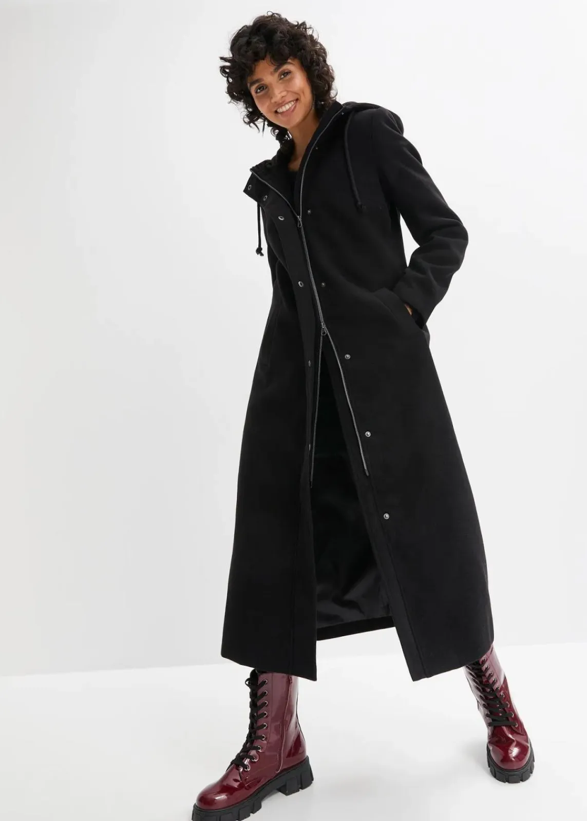 bonprix Bekleidung·Hosen|Jacken & Mäntel^Mantel aus Wollimitat, Maxi-Länge schwarz