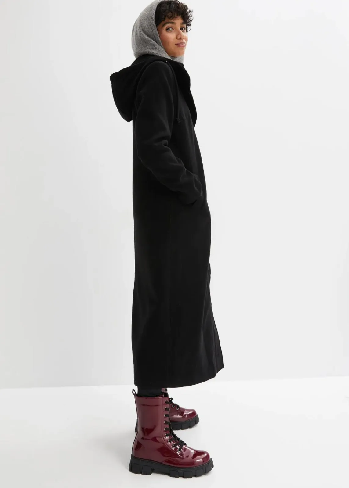 bonprix Bekleidung·Hosen|Jacken & Mäntel^Mantel aus Wollimitat, Maxi-Länge schwarz