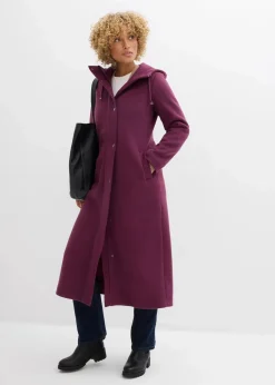 bonprix Jacken & Mäntel|Bekleidung·Hosen^Mantel aus Wollimitat, Maxi-Länge aubergine