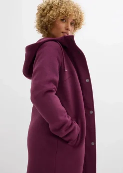 bonprix Jacken & Mäntel|Bekleidung·Hosen^Mantel aus Wollimitat, Maxi-Länge aubergine