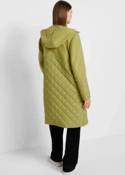 bonprix Jacken & Mäntel|Bekleidung·Hosen^Mantel in Materialmix goldoliv