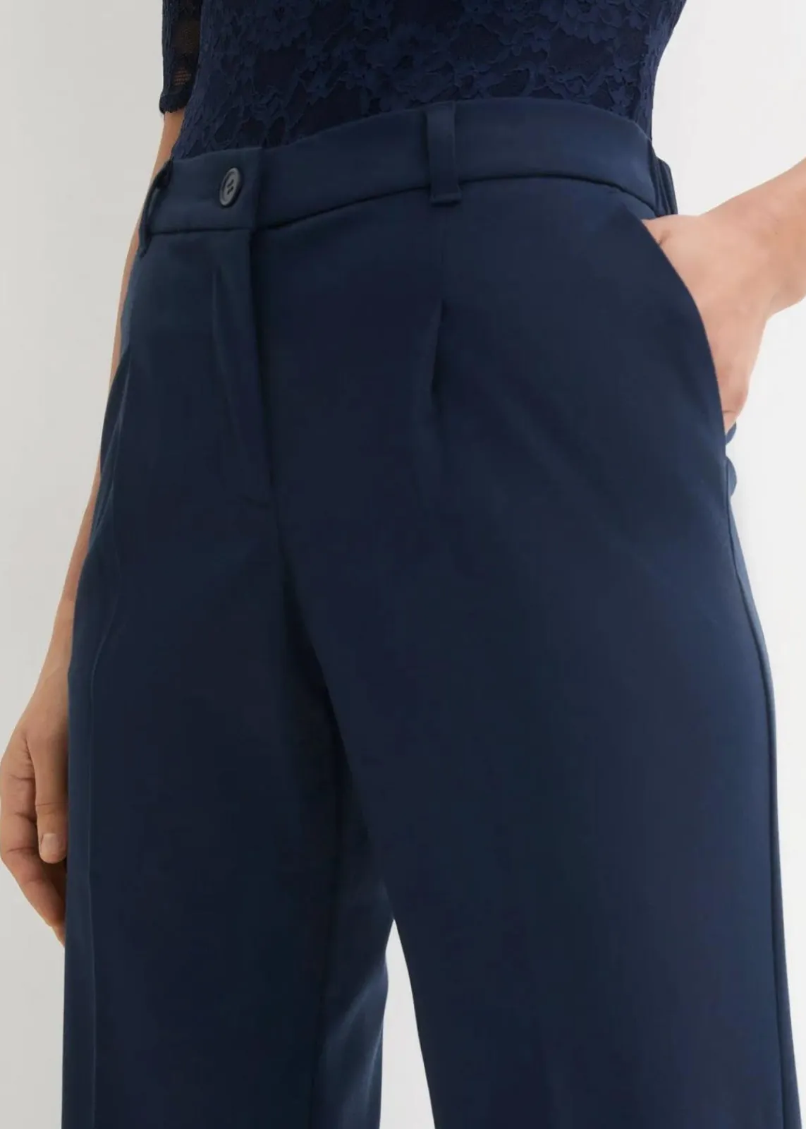 bonprix Hosen|Kurzgrößen^Marlenehose dunkelblau