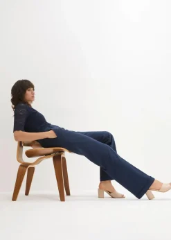 bonprix Hosen|Kurzgrößen^Marlenehose dunkelblau