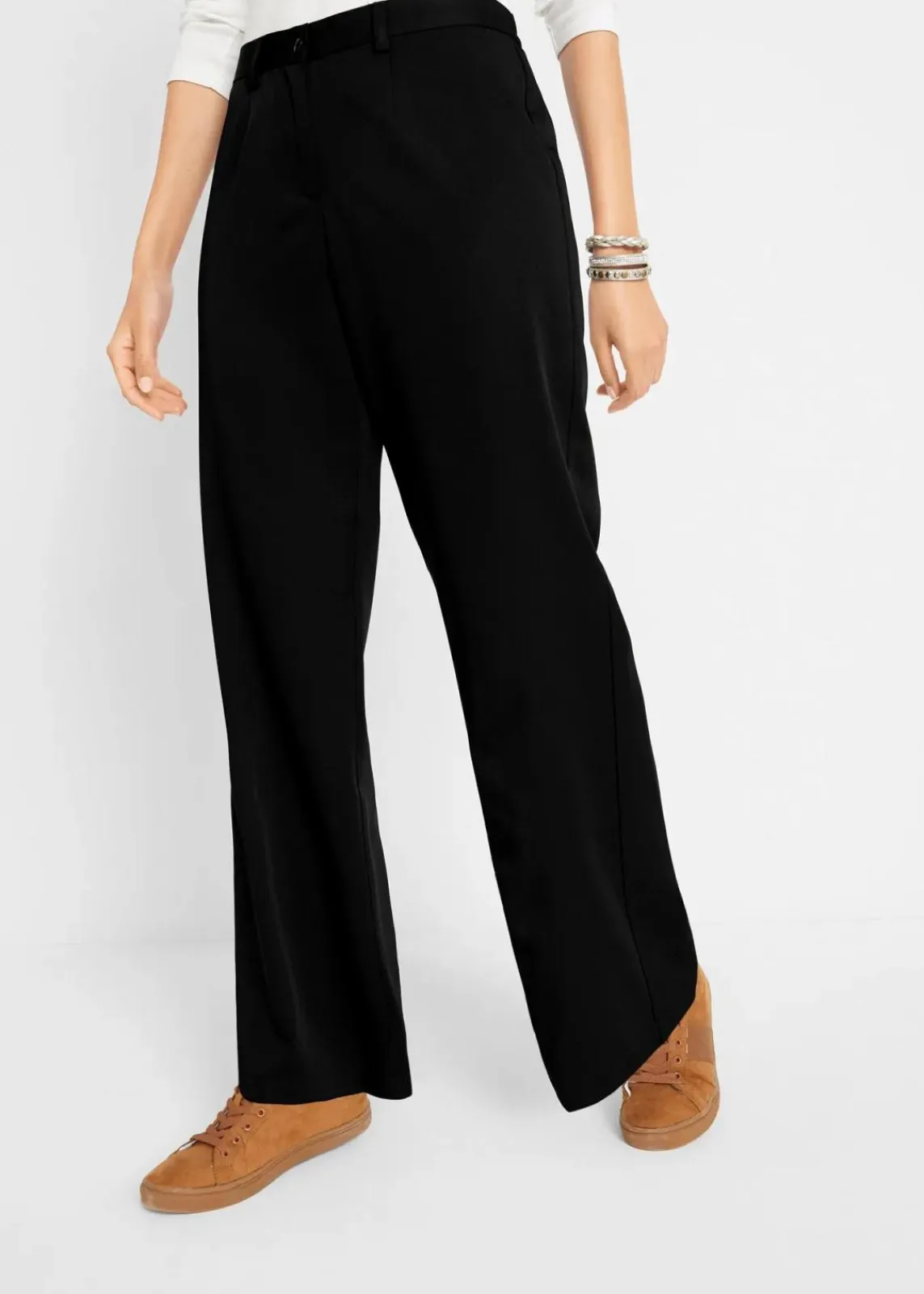 bonprix Hosen|Kurzgrößen^Marlenehose mit Bequembund schwarz