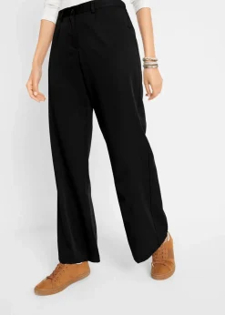 bonprix Hosen|Kurzgrößen^Marlenehose mit Bequembund schwarz