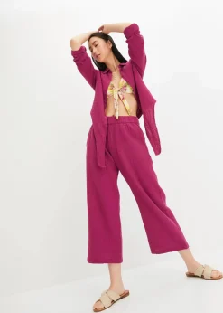 bonprix Hosen^Marlenehose aus Baumwoll-Musselin violett