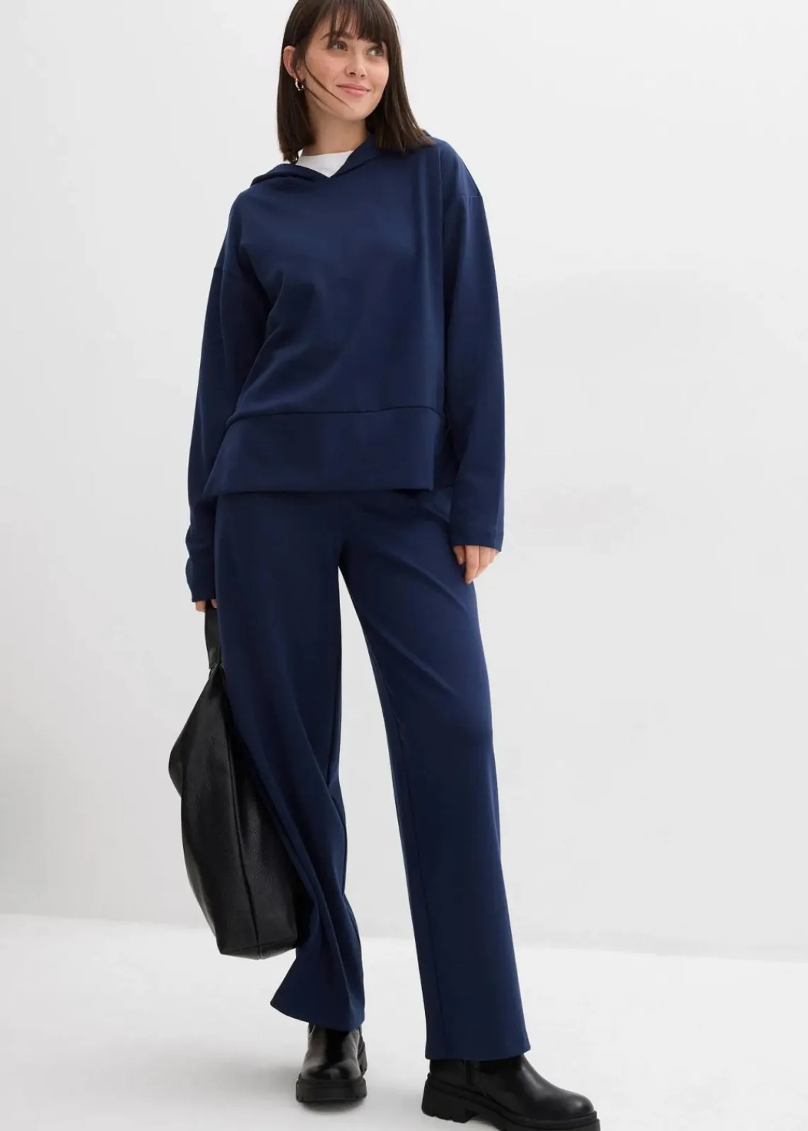 bonprix Hosen|Bekleidung·Kleider^Marlenehose aus bequemen Punto di Roma dunkelblau