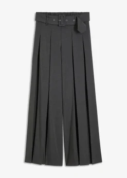 bonprix Kurzgrößen|Bekleidung·Kleider^Marlenehose aus fließendem Viskose-Mix anthrazit meliert