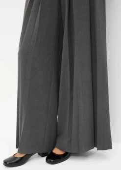 bonprix Kurzgrößen|Bekleidung·Kleider^Marlenehose aus fließendem Viskose-Mix anthrazit meliert