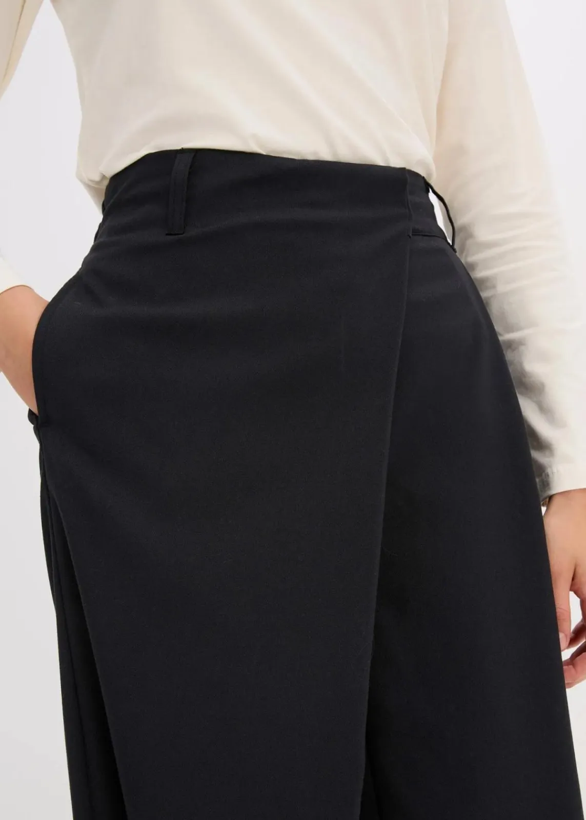 bonprix Bekleidung·Kleider|Hosen^Marlenehose aus fließendem Viskose-Mix schwarz
