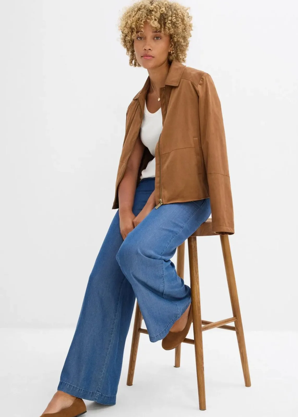 bonprix Hosen|Bekleidung·Kleider^Marlenehose aus fließendem Lyocell blau denim