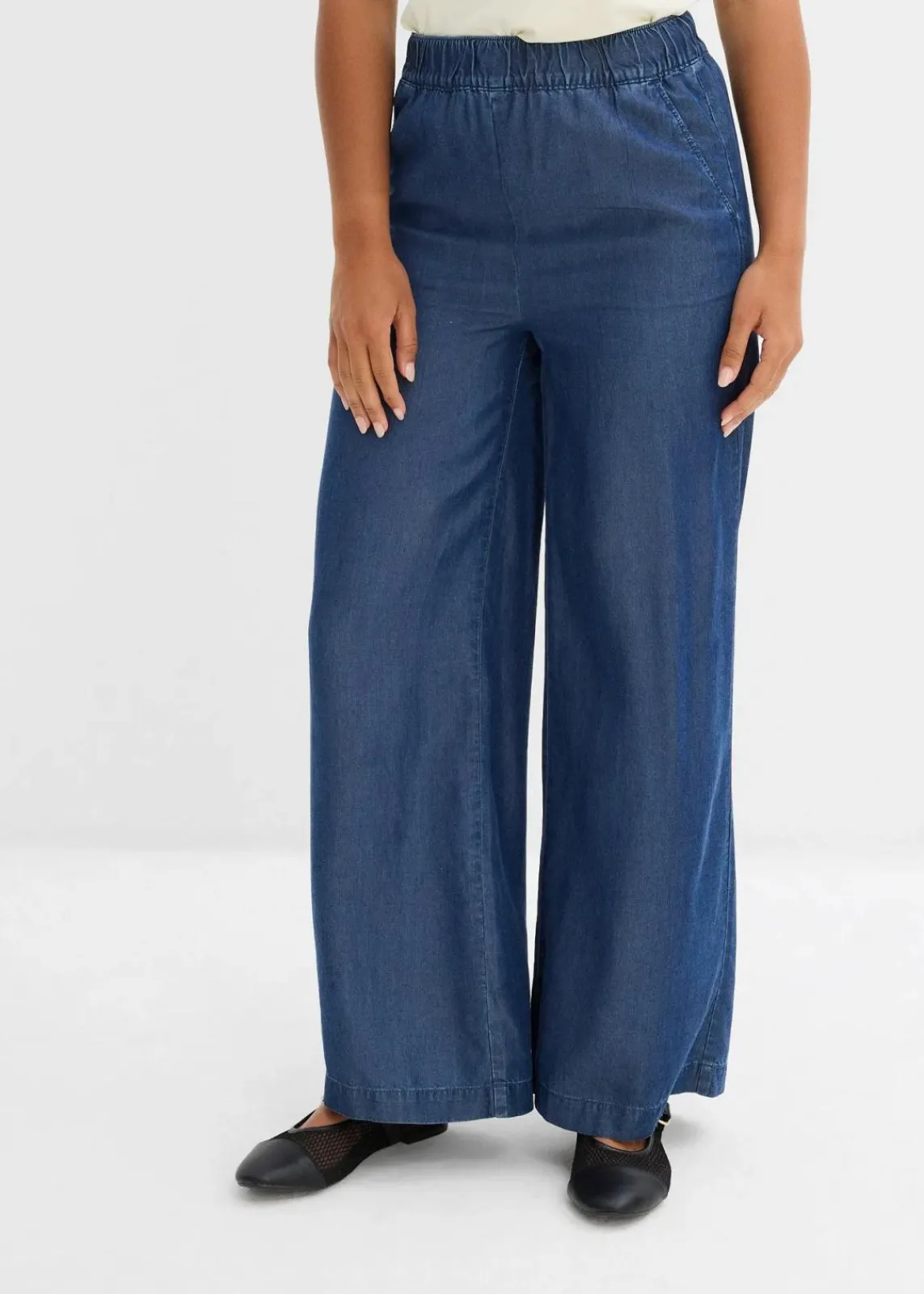 bonprix Bekleidung·Kleider|Hosen^Marlenehose aus fließendem Lyocell dunkelblau denim