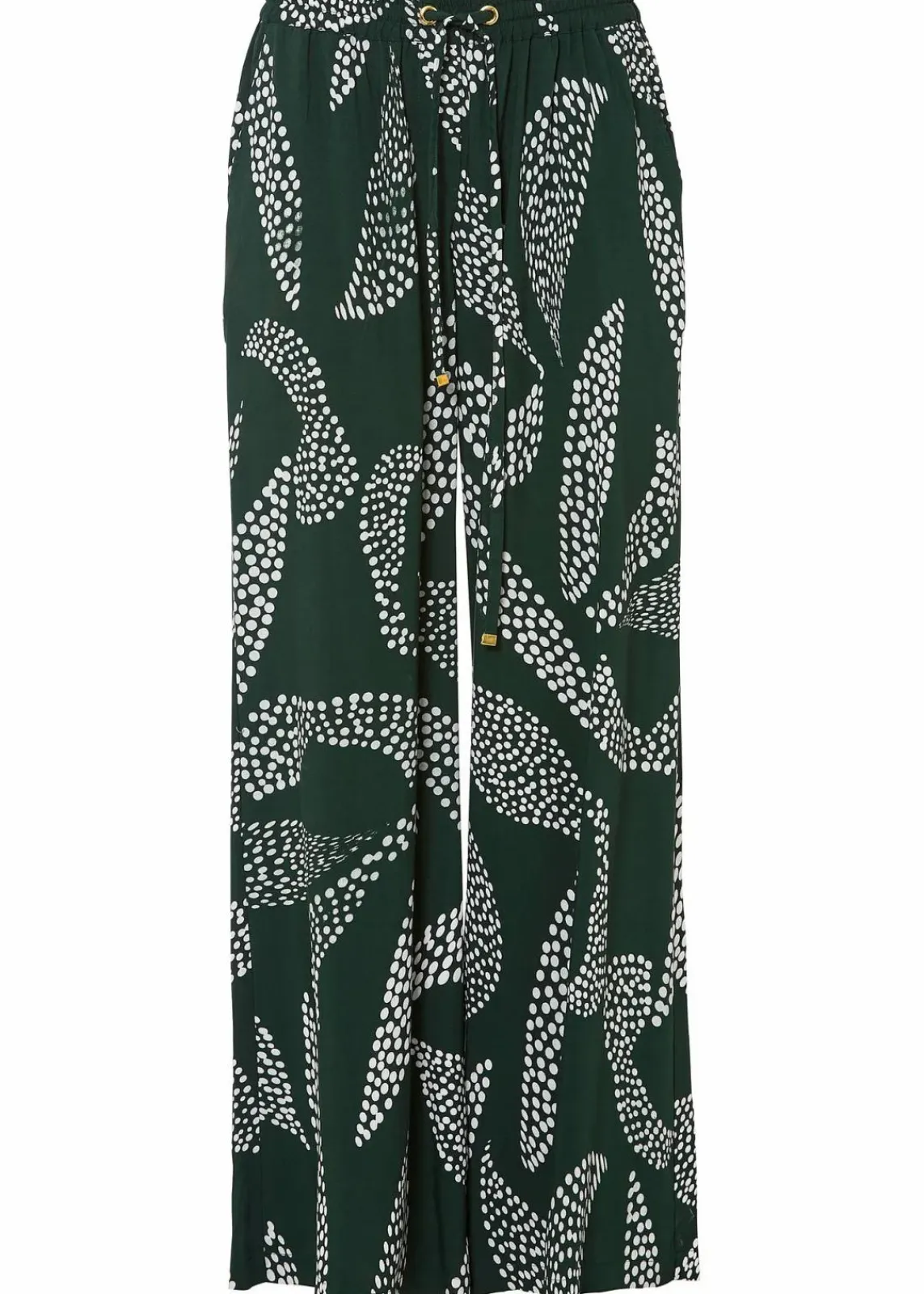 bonprix Bekleidung·Kleider|Hosen^Marlenehose aus fließender Viskose dunkelgrün/wollweiß bedruckt