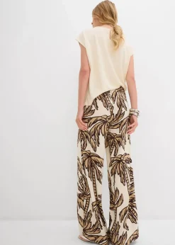 bonprix Bekleidung·Kleider|Hosen^Marlenehose aus fließender Viskose natur/dunkelbraun/new beige floral