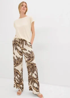 bonprix Bekleidung·Kleider|Hosen^Marlenehose aus fließender Viskose natur/dunkelbraun/new beige floral
