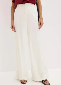 bonprix Bekleidung·Kleider|Hosen^Marlenehose aus fließender Viskose wollweiß