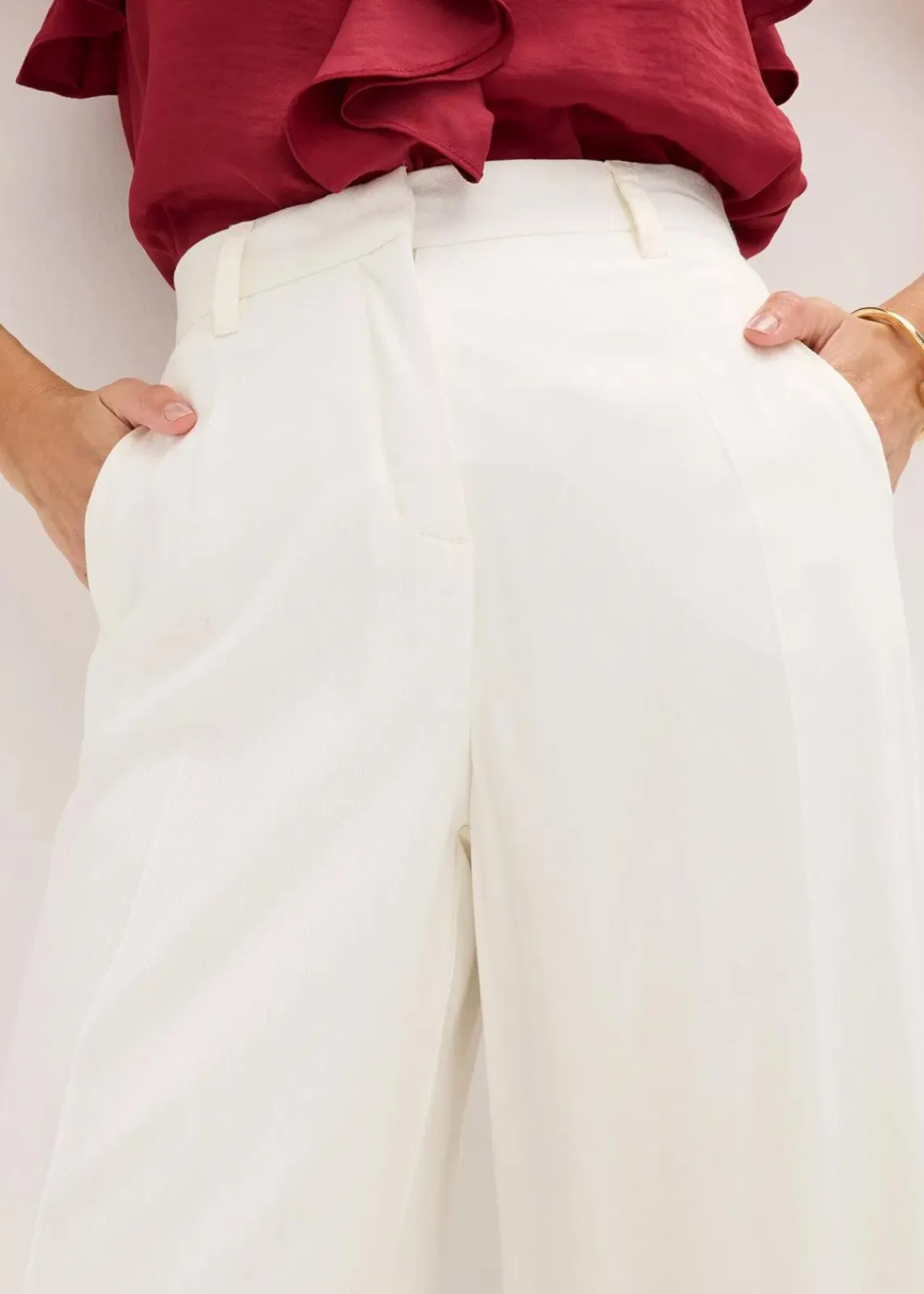 bonprix Bekleidung·Kleider|Hosen^Marlenehose aus fließender Viskose wollweiß